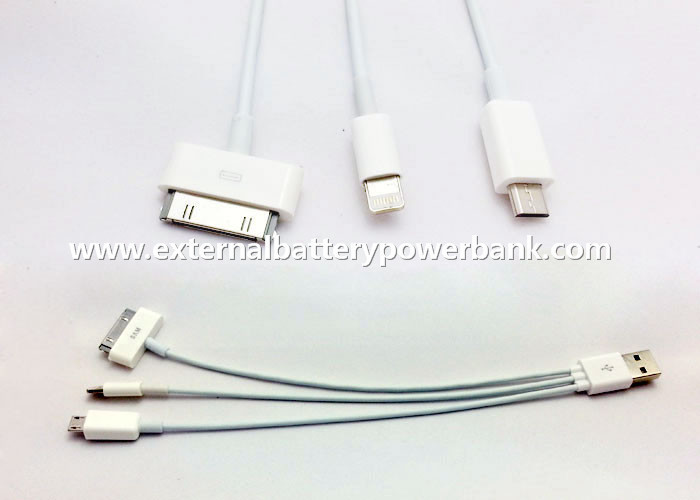 Biała 3 w 1 runda Kabel USB do ładowania z mikro / 4G / 8pin Connector