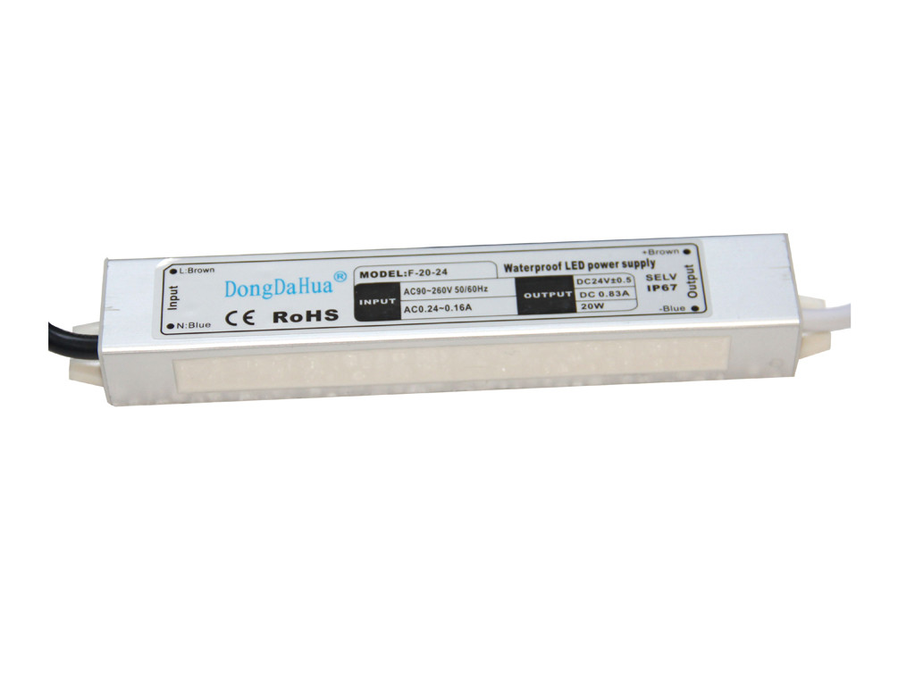 24V DC 1A 20W Wodoodporny sterownik LED Przełączanie Zasilacze AC 120V Z naturalne chłodzenie