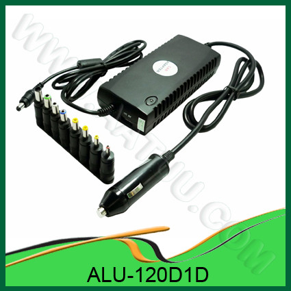 Uniwersalny 120W DC Power Adapter Car użytkowania, z 1 LED, 1 port USB, 8 wyjść Pins ALUMINIOWE 120D1D